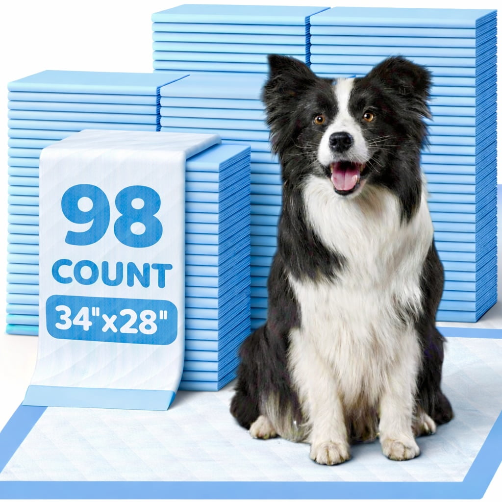 Powools Puppy Pads, Extra Large, 6-Layer Leak-Proof and Super Absorbent, 98 Count, 34” x 28” Main image