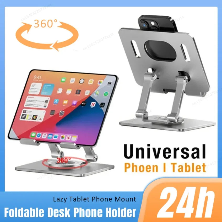 360° Rotation Universal Phone Tablet Holder Foldable Desktop Lazy Stand For iPhone 16 iPad Samsung Galaxy Tab Xiaomi Pad Mount Main image