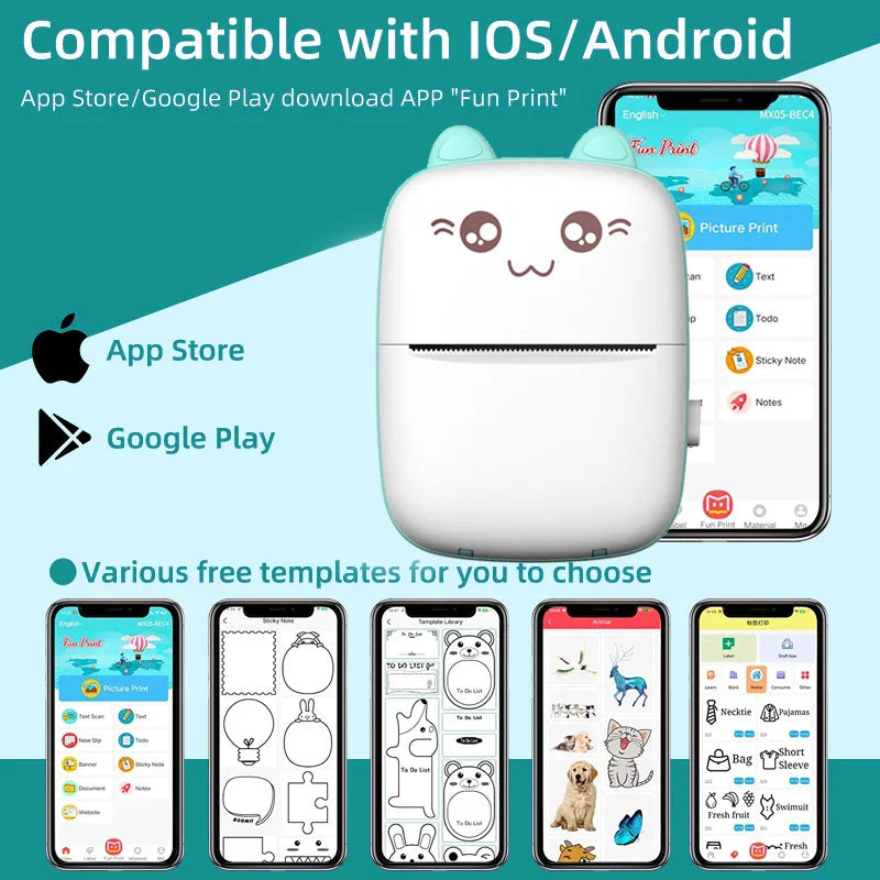 C9 mini HD printer portable sticker label Printer Bluetooth pocket thermal printer with paper for student note inkless printing Secondary image