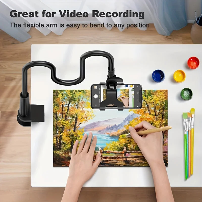 Adjustable Clip Phone Holder Stand Portable Flexible Lazy Bed Desktop Bracket Desk Mount Stand Base For iPhone 16 Samsung Huawei