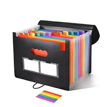 13 Pockets File Folder Accordion File Organizer/Portable Expandable Plastic Filing Box,Paper/Document/ with Colored Tabs Main image