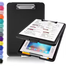 Clipboard with Storage (Multiple Colors Available) with Low Profile Clip, 9.5 x 13 Inch Sturdy Portable Writing Board, Foldable Main image