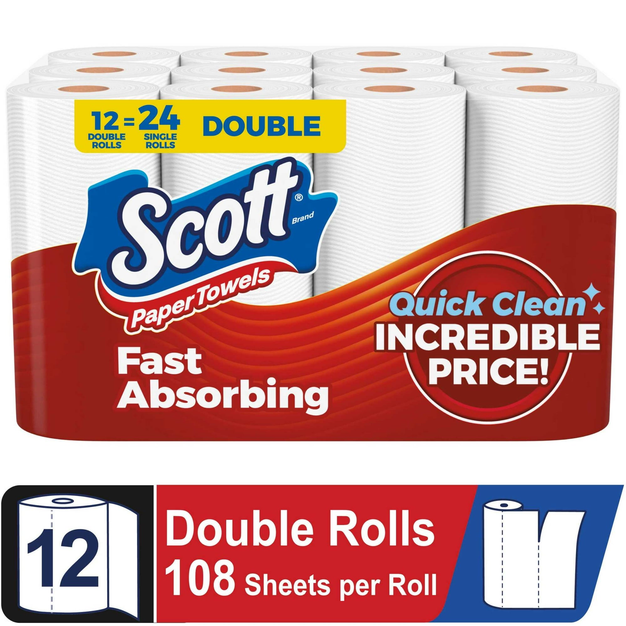 Scott Paper Towels, Choose-A-Sheet, 12 Double Rolls Main image