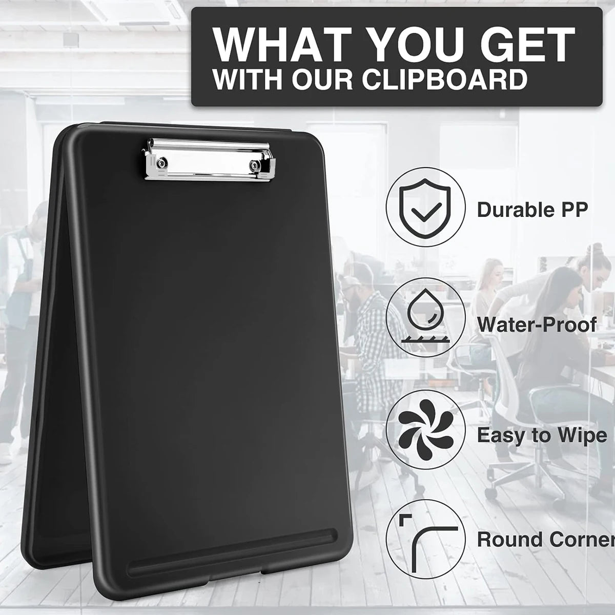 Clipboard with Storage (Multiple Colors Available) with Low Profile Clip, 9.5 x 13 Inch Sturdy Portable Writing Board, Foldable Secondary image