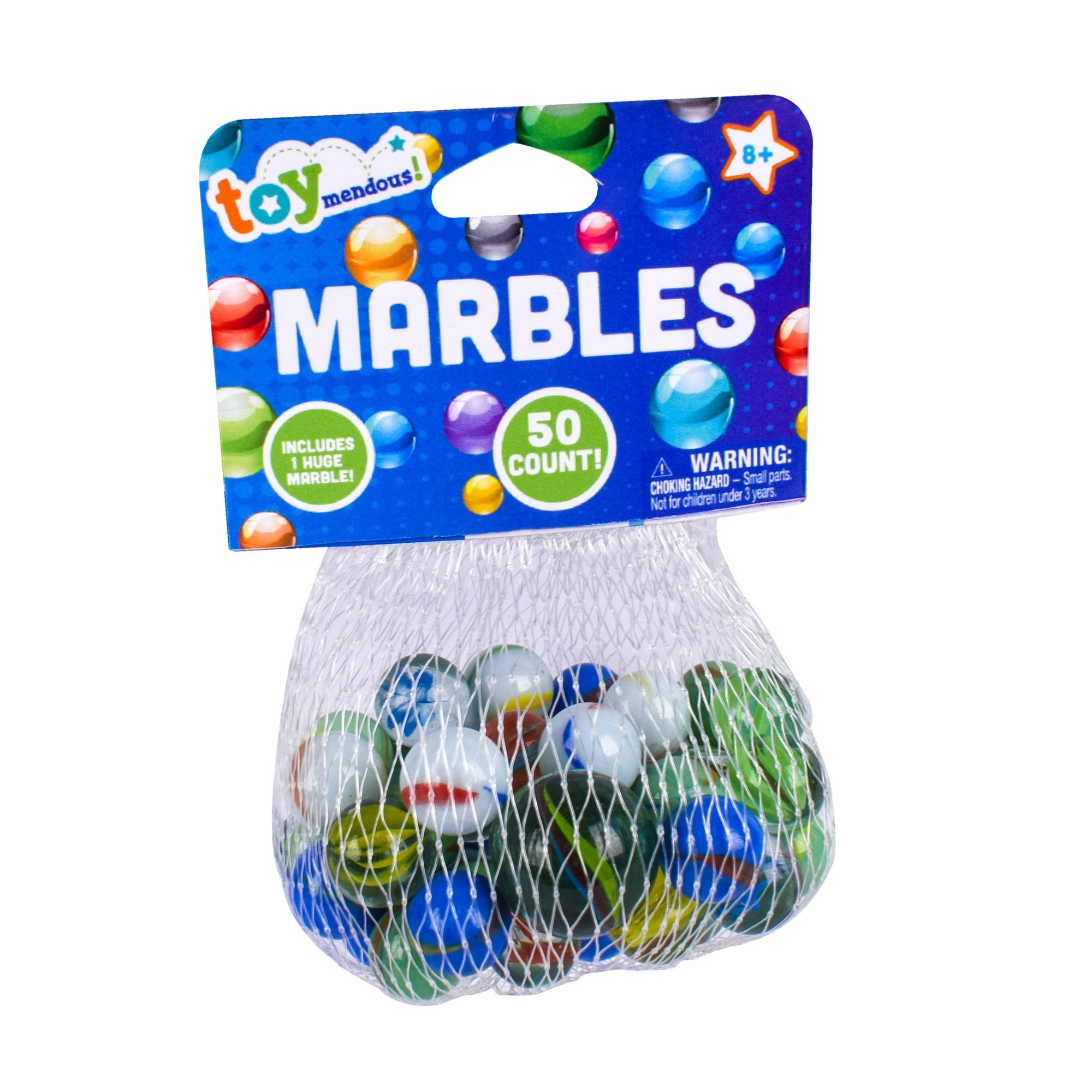 Toymendous 50 Piece Marbles, Collectible Novelty & Gag Toys, Multicolor, Children Ages 3+ Main image