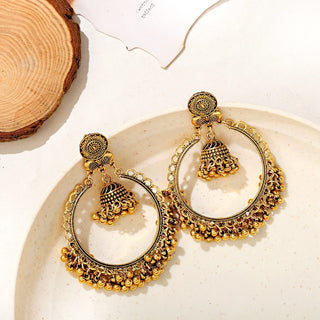 Buy gold Bohemian Retro Ethnic Style Earrings Exaggerated Bell