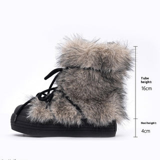 Buy black Women's Thick Bottom Increased Fur Short Snow Boots