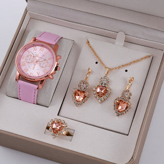 Buy 1-ornament-suit-no-gift-box Ladies Graduated Belt Watch Jewelry Set