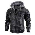 Hooded Jacket With Zipper Pockets Fashion Warm Pu Leather Coat