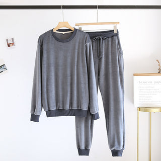 Buy mens-gray-long-sleeve Couple Pajamas Loungewear Can Wear Outside