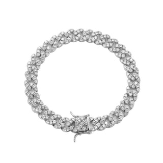 Buy silver 8mm Three Zircon Cuban Bracelet Women&#39;s Hip Hop