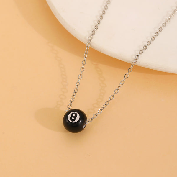 Table Tennis Black 8 Necklace Earrings Do Not Fade