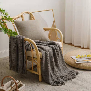 Buy dark-gray Sofa Blanket Bed Runner Solid Color Office Blanket Knitted Small Blanket Decoration B &amp; B Bed Blanket