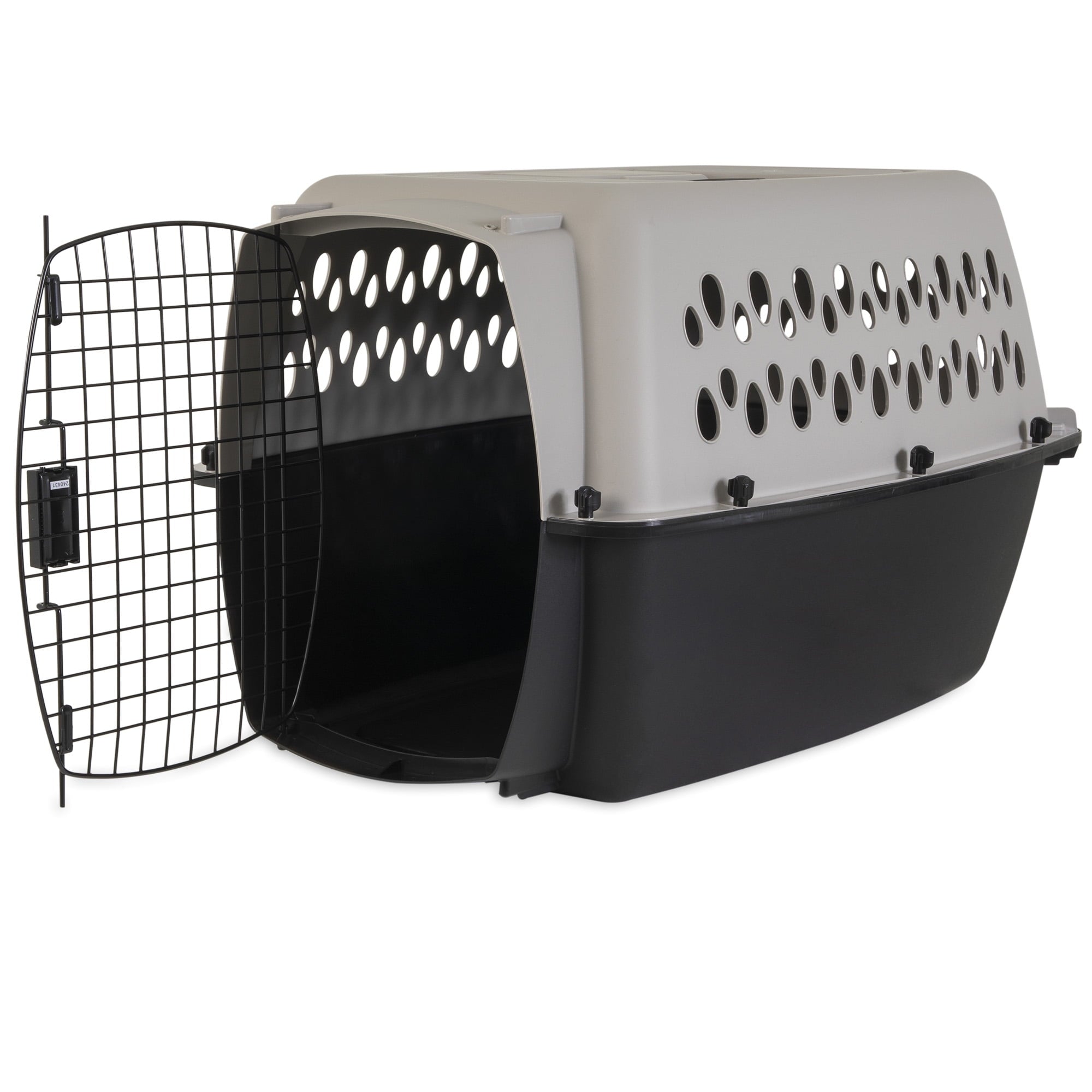 Vibrant Life Pet Portable Kennel for Dogs, Hard-Sided Travel Carrier, Durable, Metal Door, Black & Grey, For Pets 15-25 lbs, 26.2" L x 18.6" W x 16.5" H