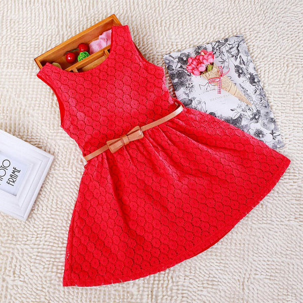 Lace Hollow Vest Children Shirt Belt Princess Dress