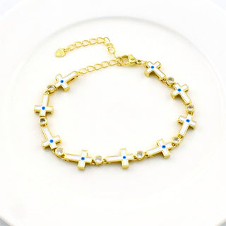 Buy white Cross Unique Gold-plated Zircon Bracelet