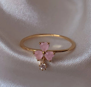 Buy nwh80-26 Retro Multi-element Cute And Sweet Pink Heart-shaped Butterfly Flower Open Ring