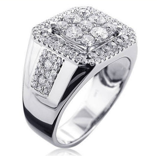 Buy silver Men&#39;s Simple Silver Square Diamond Ring