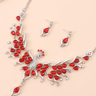 Buy b9030-red Indian Ethnic Style Vintage Gemstone Beads Jewelry Earrings Necklace 2 Pieces Suit