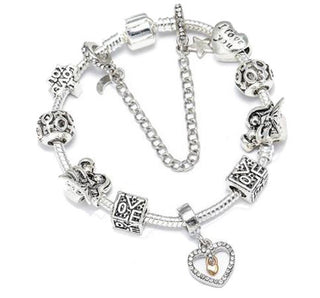 Buy style-fifteen Silver Dream Catcher DIY Crystal Love Heart Cat's Paw Beaded Bracelet