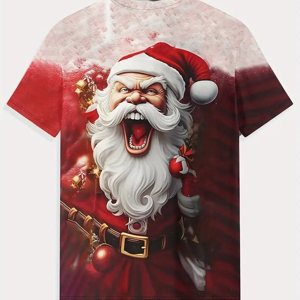 European And American Santa Claus 3D Printed Loose Short Sleeve