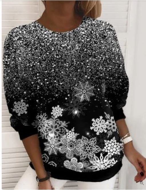 Snowflake Women's Sweater Printed Pullover