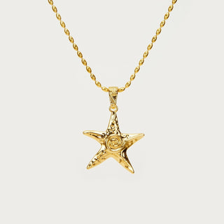 Buy necklace Brass Plated 18K Gold Color Retaining Starfish Necklace Ring Earrings