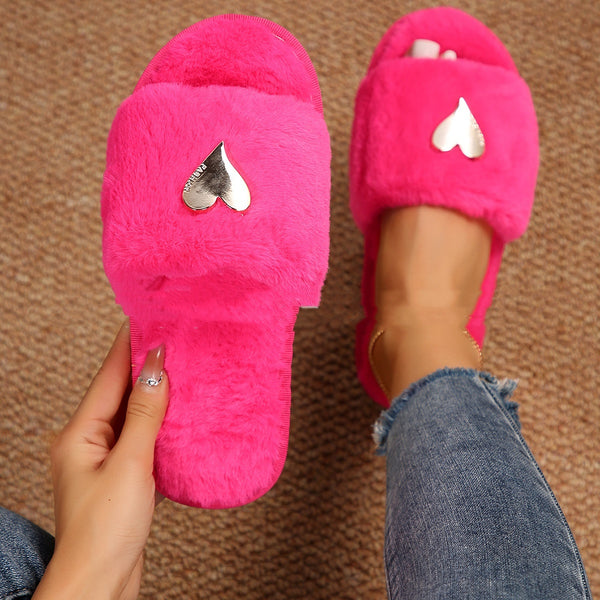 Women Fluffy Slipper Home Fur Furry Slippers
