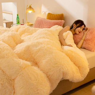 Buy lemon-yellow Super Soft Long Fleece Mink Crystal Velvet Thickened Warm Winter Quilt