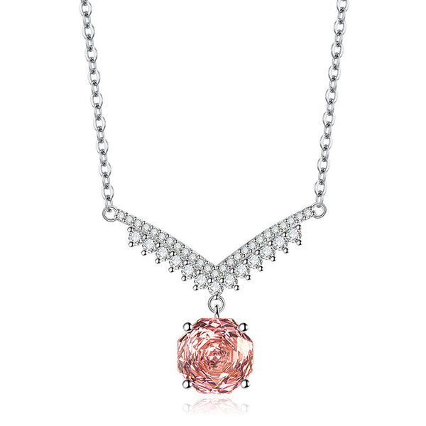 Octagonal Millennium Rose Cut Necklace High Carbon Diamond