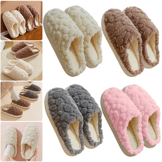 Unisex Home Fuzzy Winter Plush Anti-Skid Soft Soled Cotton Slippers