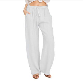 Buy white Women&#39;s Casual Cotton And Linen Loose Yoga Pants