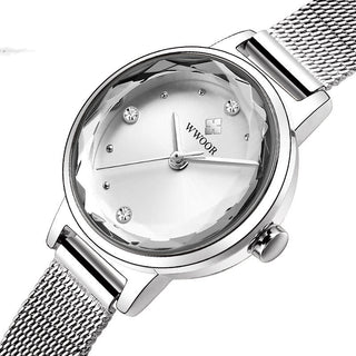 Buy white-silver-belt Fashion Simple Women&#39;s Quartz Watch Mesh Strap