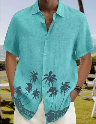 Buy green Men&#39;s Summer Fashion Trend Beach Casual Short Sleeve