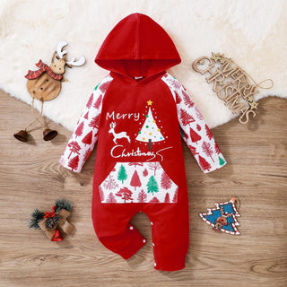 Buy red-6362b Children&#39;s Clothing Christmas New Long-sleeved Hooded One-piece Long Climbing Children&#39;s Clothing