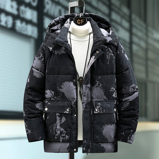 Buy black Winter Plus-sized Down Cotton Camouflage