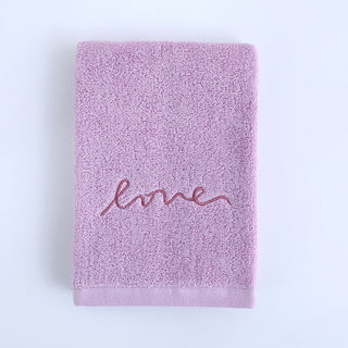 Buy light-purple Pure Cotton Embroidery Towel Plain Gift Face Towel