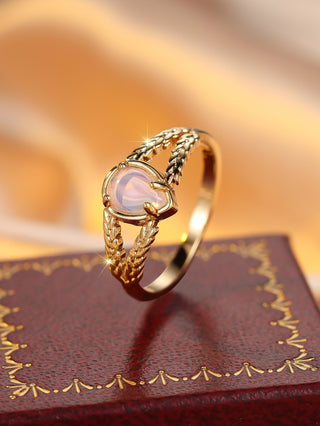 Buy gold-white Round Golden Water Drop Protein Twist Hollow Ring