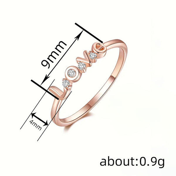 Love Ring Female Micro Inlaid Zircon Simple