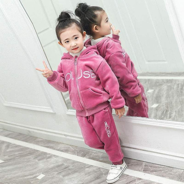 Girls Autumn And Winter Outfits Gold Velvet Thickening