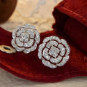 Camellia Flower Earrings Women's Fashion Micro Inlaid