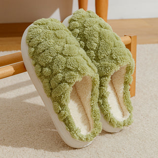 Buy green Unisex Home Fuzzy Winter Plush Anti-Skid Soft Soled Cotton Slippers