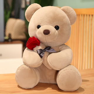 Buy brown 23-45cm New Lovely Hug Roses Teddy Bear Plush Pillow Stuffed Soft Animal Dolls Nice Birthday Gift Girlfriend Valentine&#39;s Day