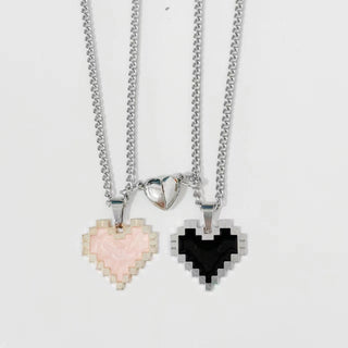 Buy pink-and-black Magnetic Heart-shaped Mosaic Necklace Fashion Personality Couple Love Necklace For Valentine&#39;s Day