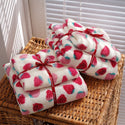 Coral Fleece Strawberry Towels Suit