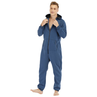 Buy navy-blue Men&#39;s Flannel Plaid One-piece Home Service