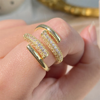 Buy gold-ring-four-layers Geometric Copper Inlaid Zircon Women&#39;s Ring