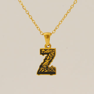 Buy gold-z Letter Necklace Titanium Steel No Fading Women