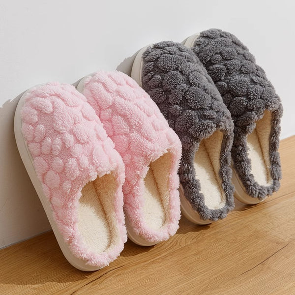Unisex Home Fuzzy Winter Plush Anti-Skid Soft Soled Cotton Slippers