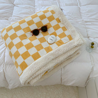 Nordic Style Checkerboard Autumn And Winter Thickened Milk Fleece Blanket